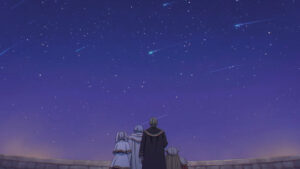 十年的旅程结束后，勇者队伍一起观赏流星雨，并约定50年后在一起看流星雨。