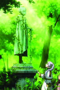 芙莉莲旧地重游时，看见仍伫立在城镇角落的铜像，听村民谈起欣梅尔。